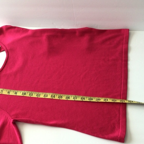 Talbots fuschia pink sweater back opening with rhinestone 3/4 sleeve M  … - Picture 7 of 8